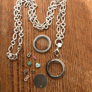 Origami Owl Necklace Silver Charms BFF Clover